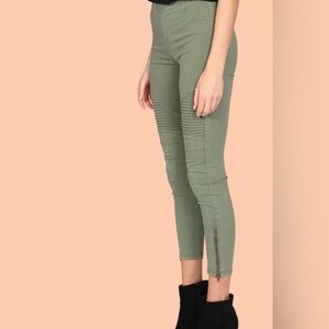 Beulah Style Moto Olive Jeggings Size L